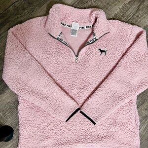 VS pink sherpa half zip